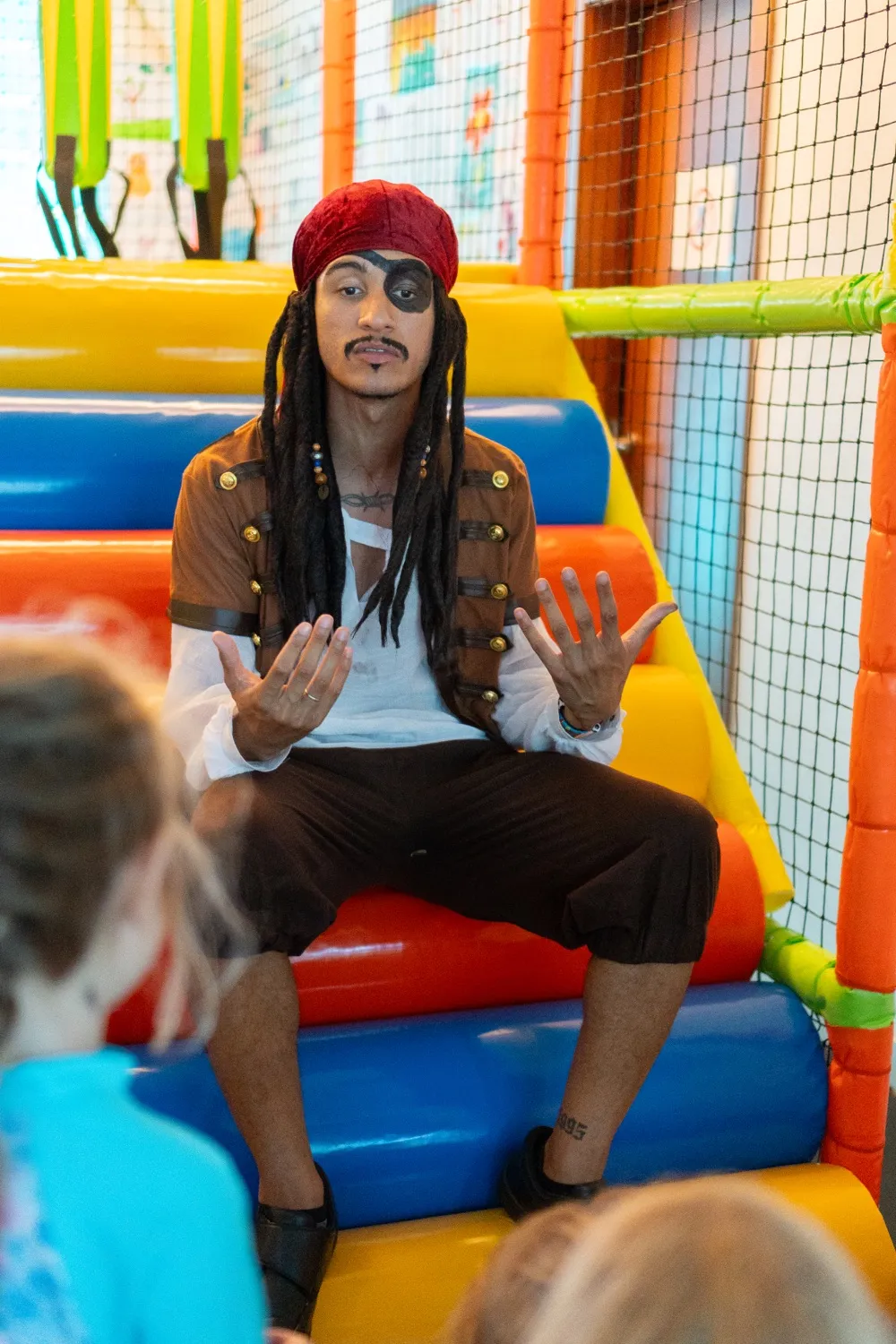 Ted dressed as a pirate during a treasure hunt game